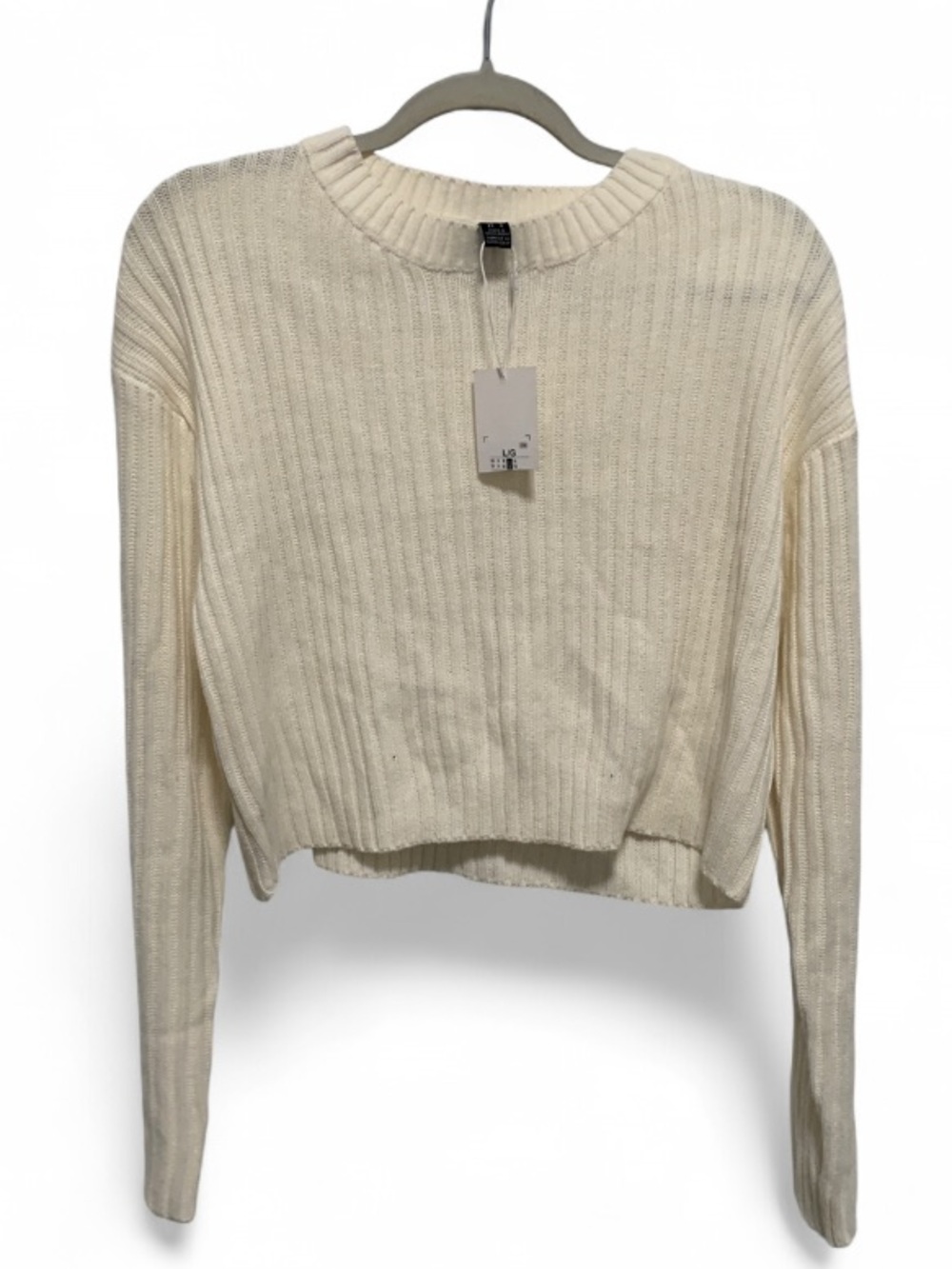 NWT Streetwear Society Cream Ribbed Cropped Sweater Top
